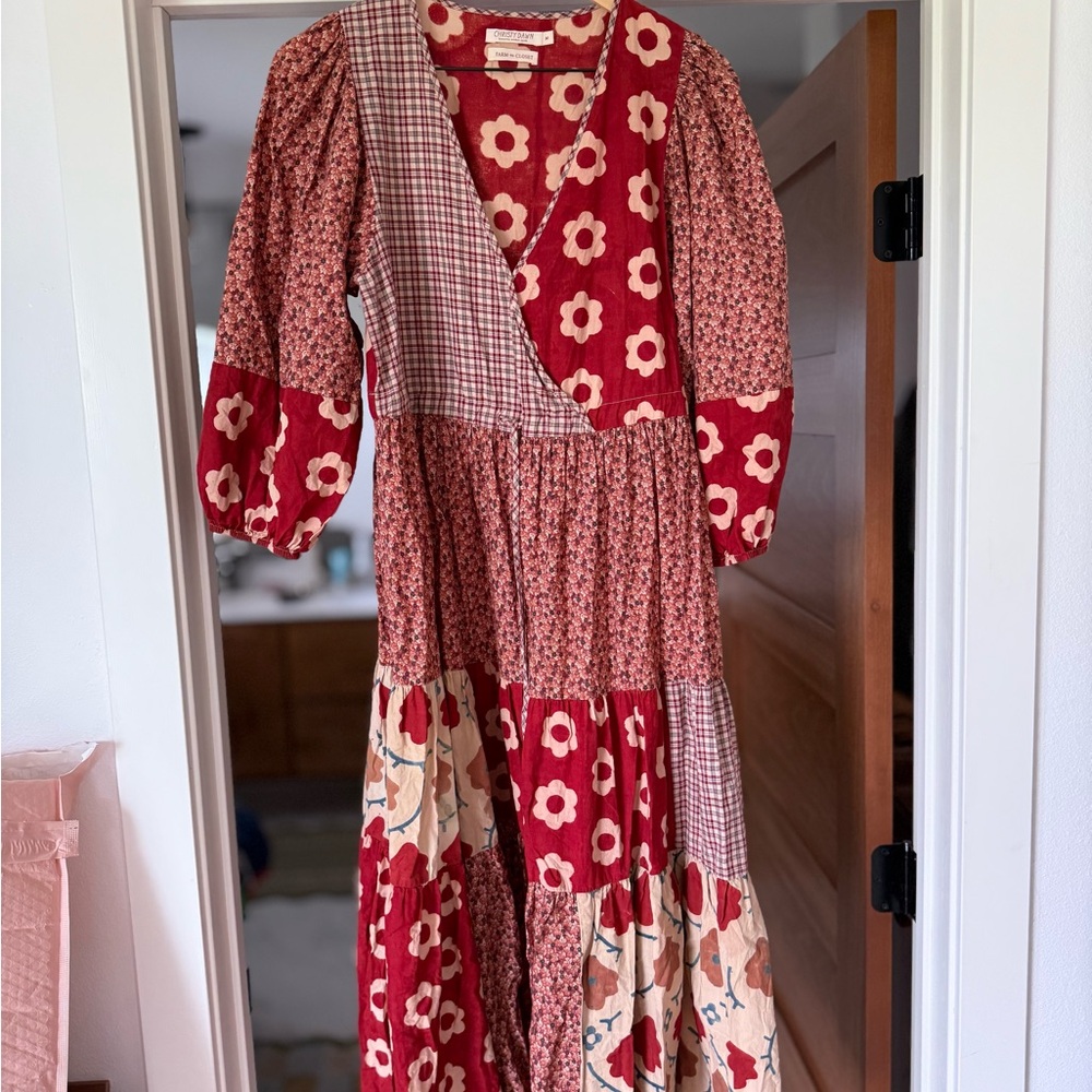 Christy Dawn Red Mixed Floral Patchwork Maxi Dress